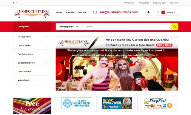 Lushes Curtains website