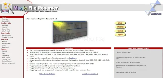 Magic File Renamer website