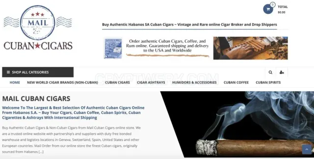 Mail Cuban Cigars website
