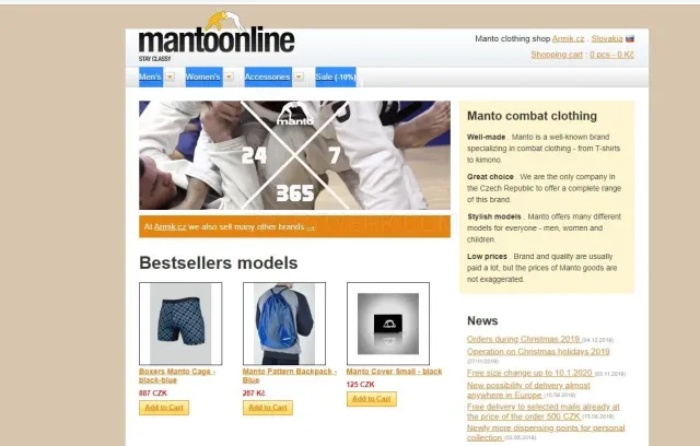 Mantoonline.cz website