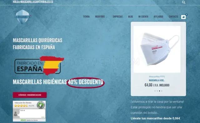 Mascarillas Antivirales website