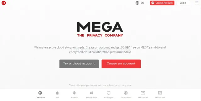 Mega.nz website
