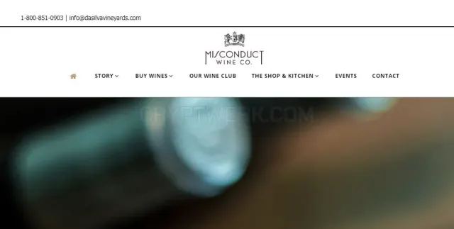 Misconduct Wine Company website