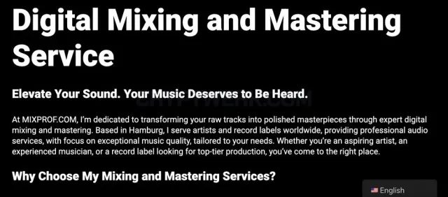 Mixprof Audio Mixing & Mastering website