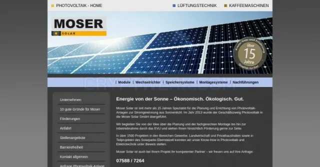 Moser Solar website