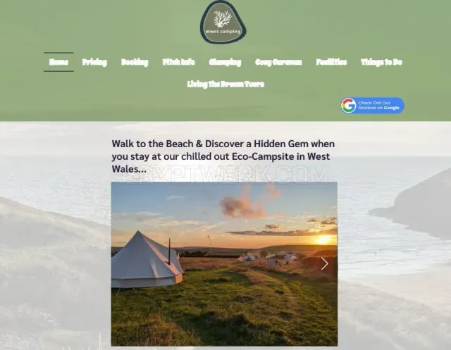 Mwnt Camping website