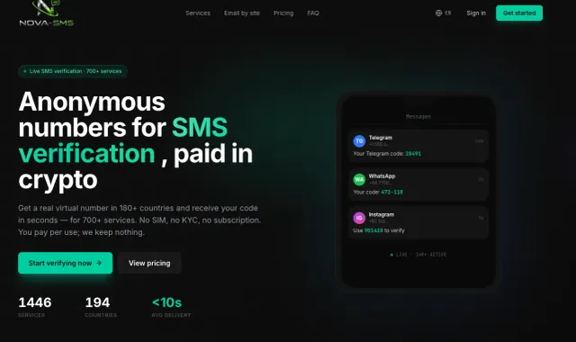 Nova-SMS website