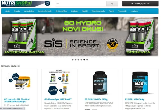 NUTRISHOP.si website
