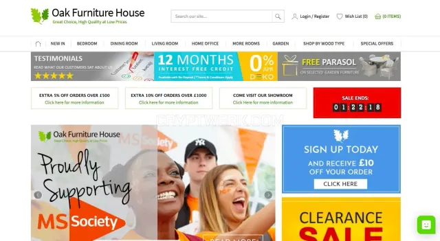Oak furniture house website