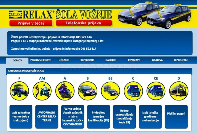 Šola vožnje RELAX website