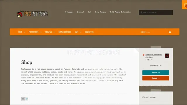 PexPeppers Hot Sauce website