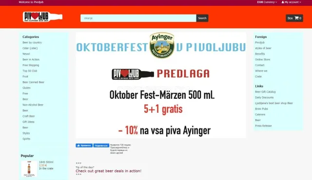 Pivoljub.si website