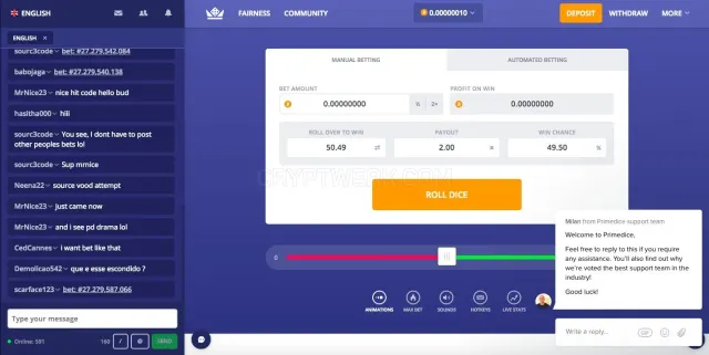 PrimeDice website