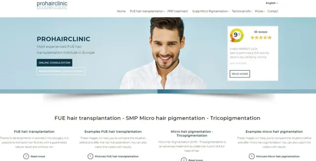 Prohairclinic.com website