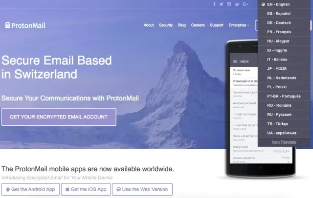 ProtonMail website