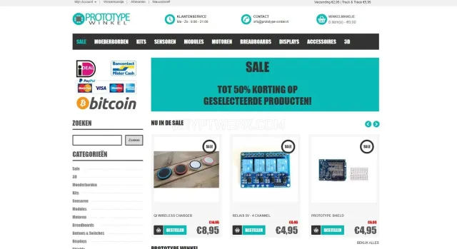 Prototype-winkel.nl website