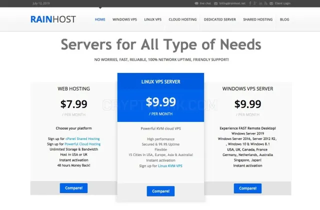 RainHost website