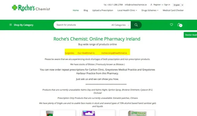Rocheschemist.ie website