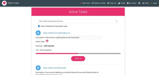 Sats 4 Likes website