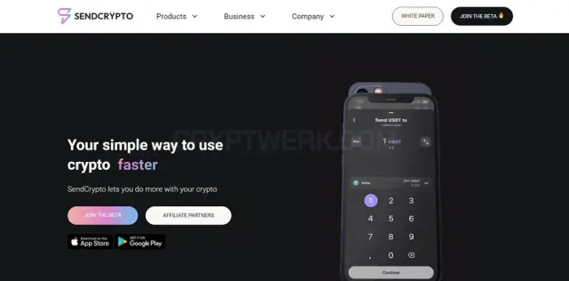 SendCrypto website