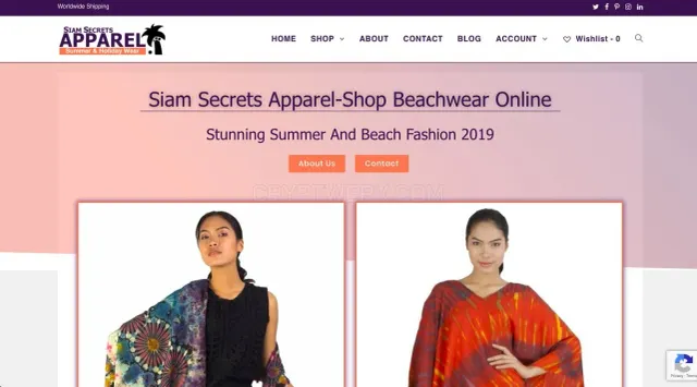 Siam Secrets Apparel website