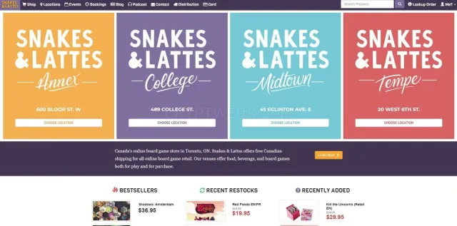 Snakesandlattes.com website
