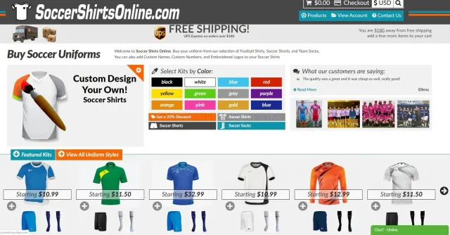 Soccershirtsonline.com website