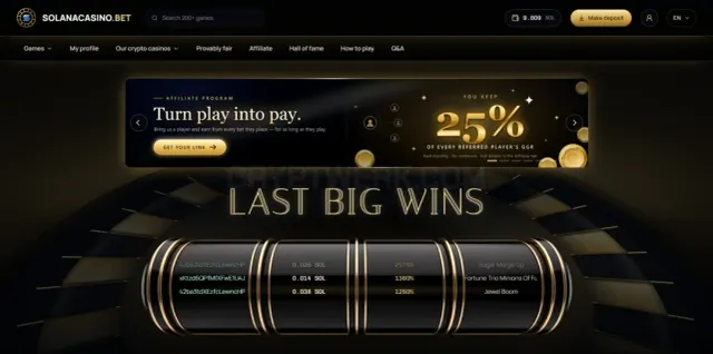 Solana Casino website