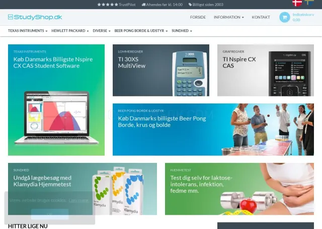 Studyshop.dk website