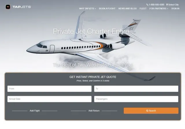 TapJets website