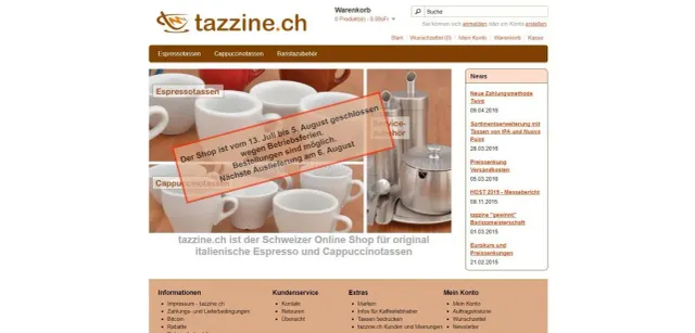 Tazzine website