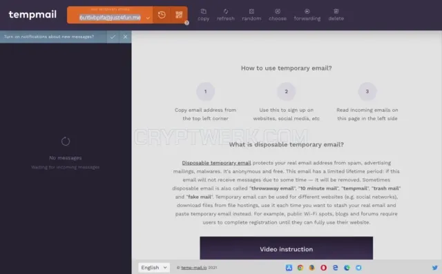 temp-mail.io website