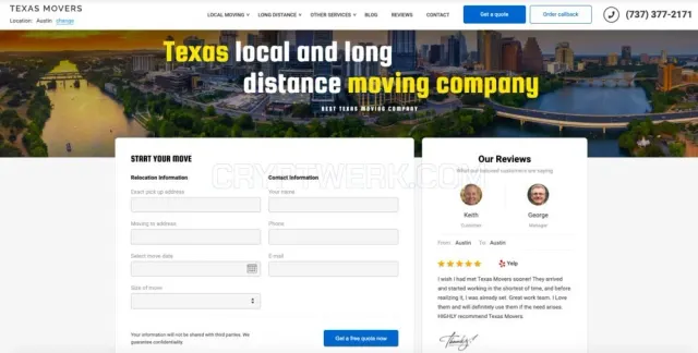 Texas Movers-Local and long distance moving company website
