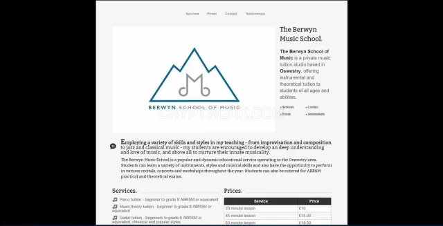 The Berwyn Music School website