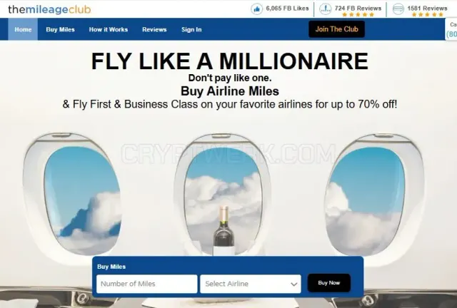 The Mileage Club website