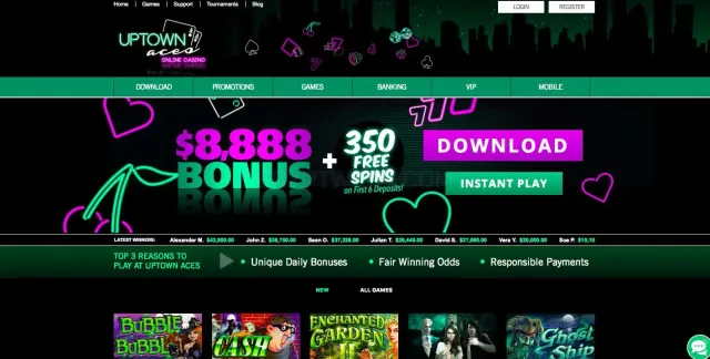 Uptown Aces website