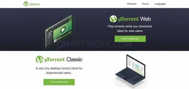 uTorrent website