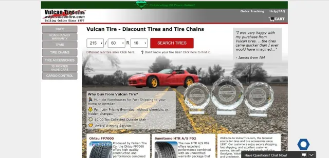Vulcan Tire website