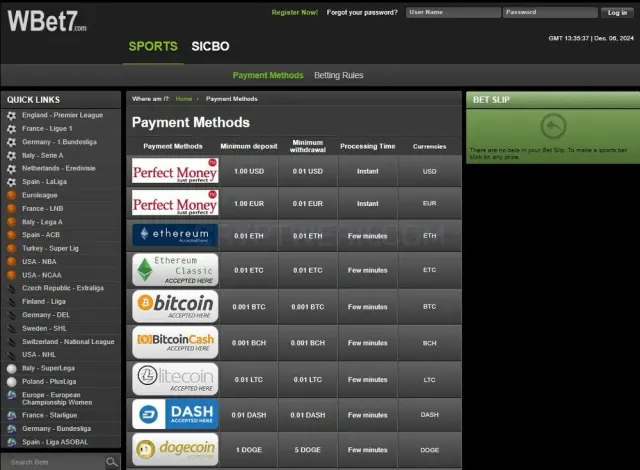 WBet7 website