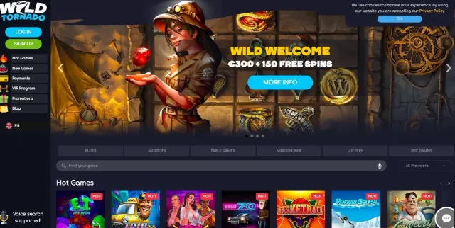 WildTornado Casino website