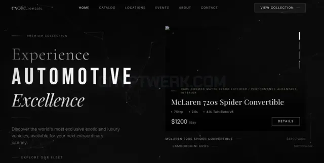 Worldwide Exotic Car Rentals website