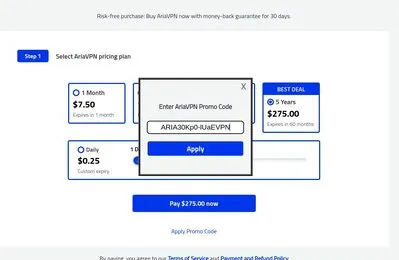 AriaVPN Promo Code 5-Year Plan
