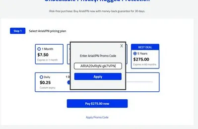 AriaVPN Promo Code 1-Year Plan