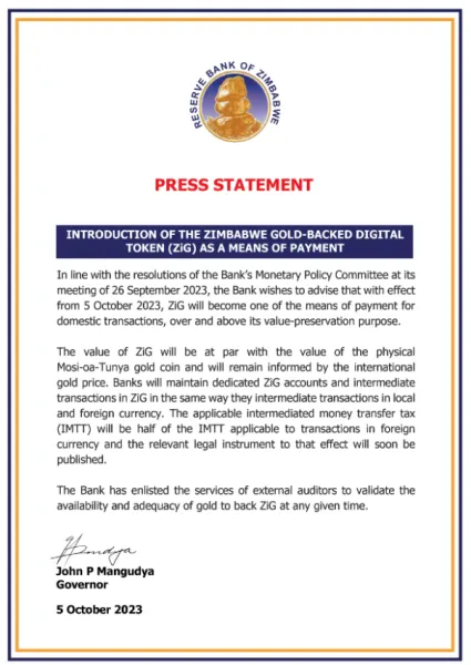 Zimbabwe Turns Gold-Backed Digital Token Into a Widely Accepted Payment Method