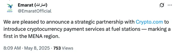 Emarat Revolutionizes Fuel Payments, Introducing Cryptocurrency Options Across MENA Region