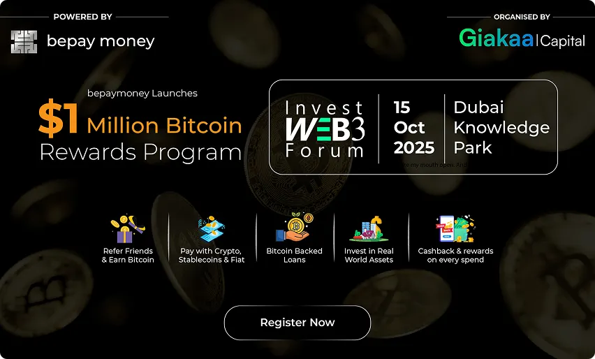 Bepay money to Launch $1 Million Bitcoin Rewards Program at Invest Web3 Forum Dubai 2025