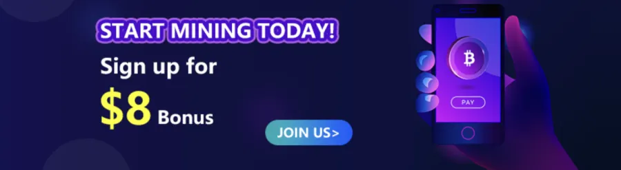 Register and get $8 bonus, one of the best cloud mining of 2022