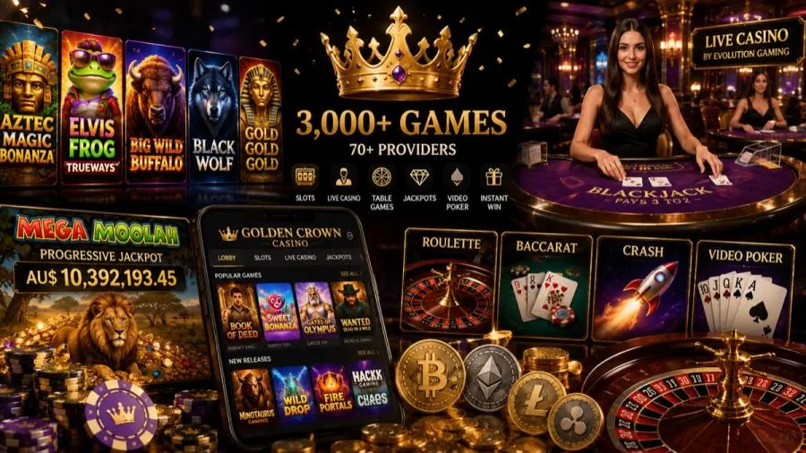 Golden Crown Casino Australia: 3,000+ Games, Live Casino and Jackpots