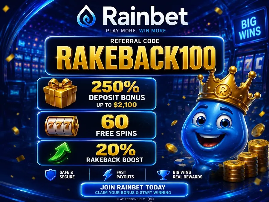 Rainbet Referral Code RAKEBACK100: 250% Welcome Bonus