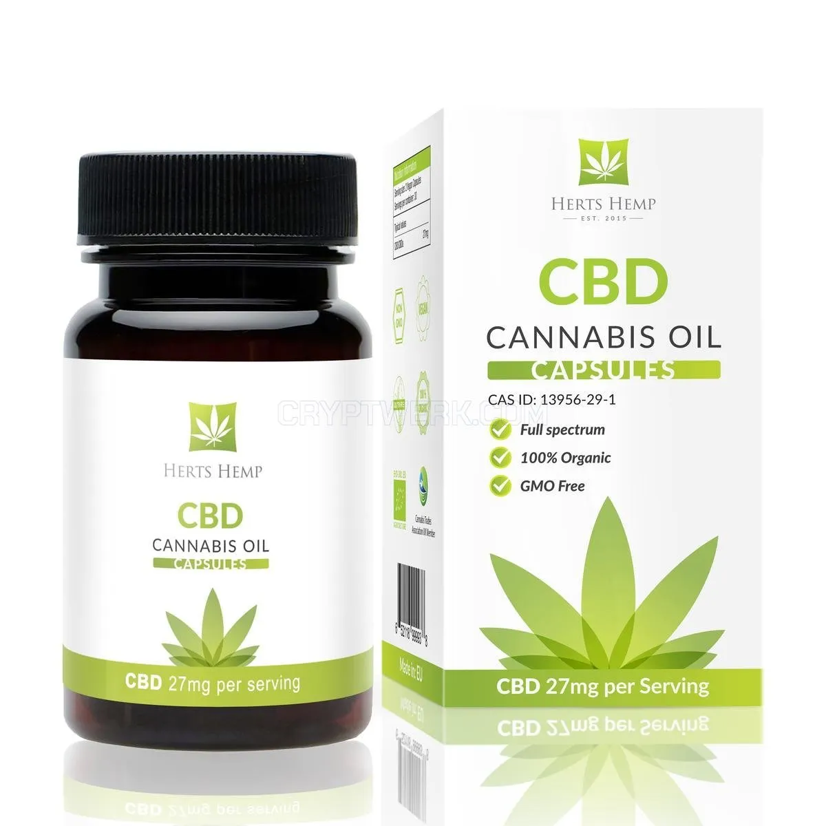 Herts Hemp CBD Oil, Full Spectrum Vegan Capsules, 60pcs (810mg CBD)